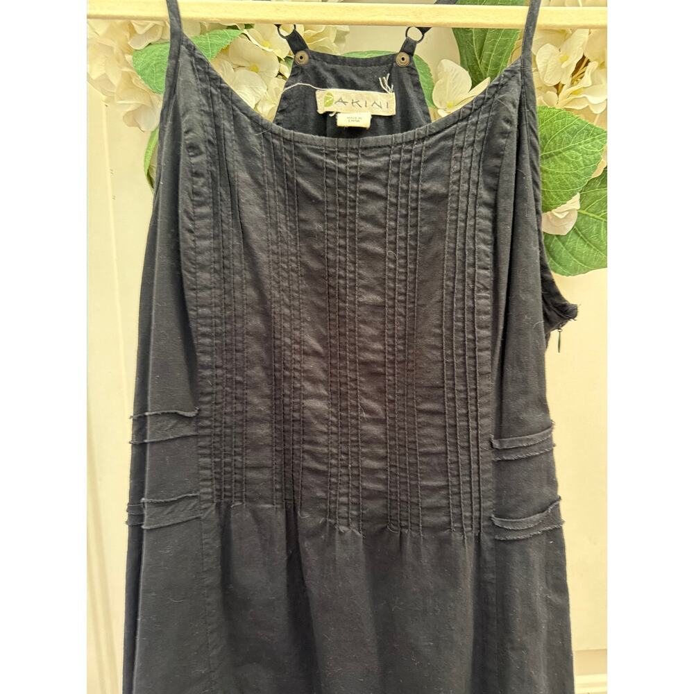 Akini Black Sundress Womens Size 2 100% Cotton Old Money Quiet Luxury Minimalist - Picture 3 of 8